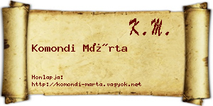 Komondi Márta névjegykártya
