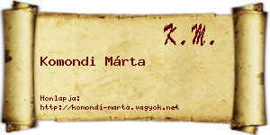 Komondi Márta névjegykártya